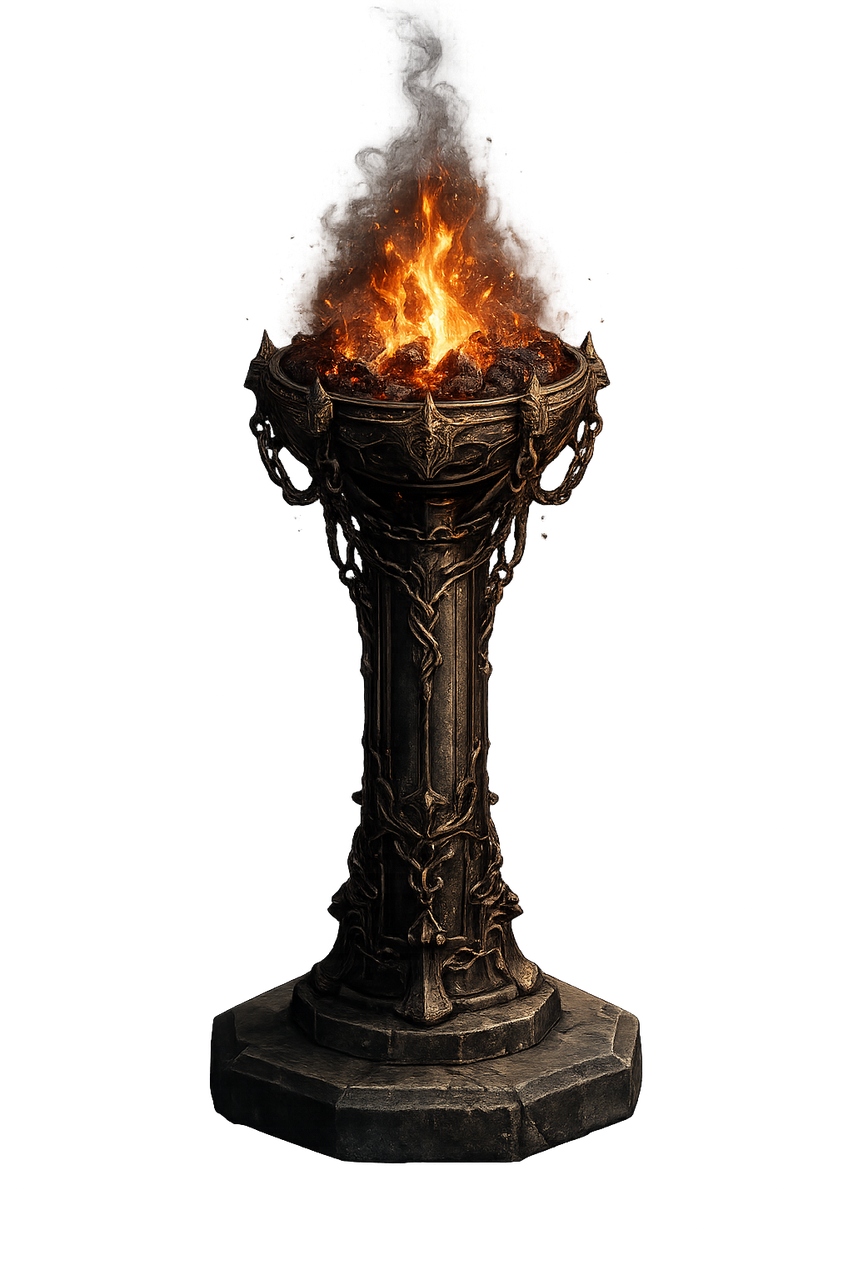 Stone brazier with ember fire