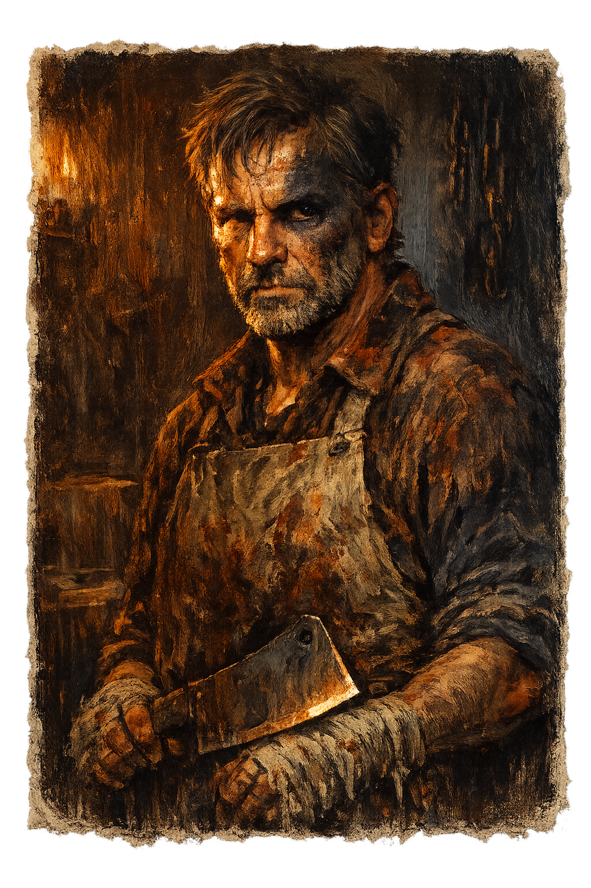 Painted portrait of THE BUTCHER